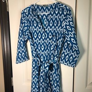 Blue and white ikat dress